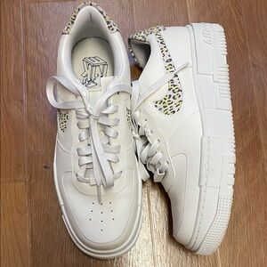 Air Force 1 White and Leopard Women's Sneakers